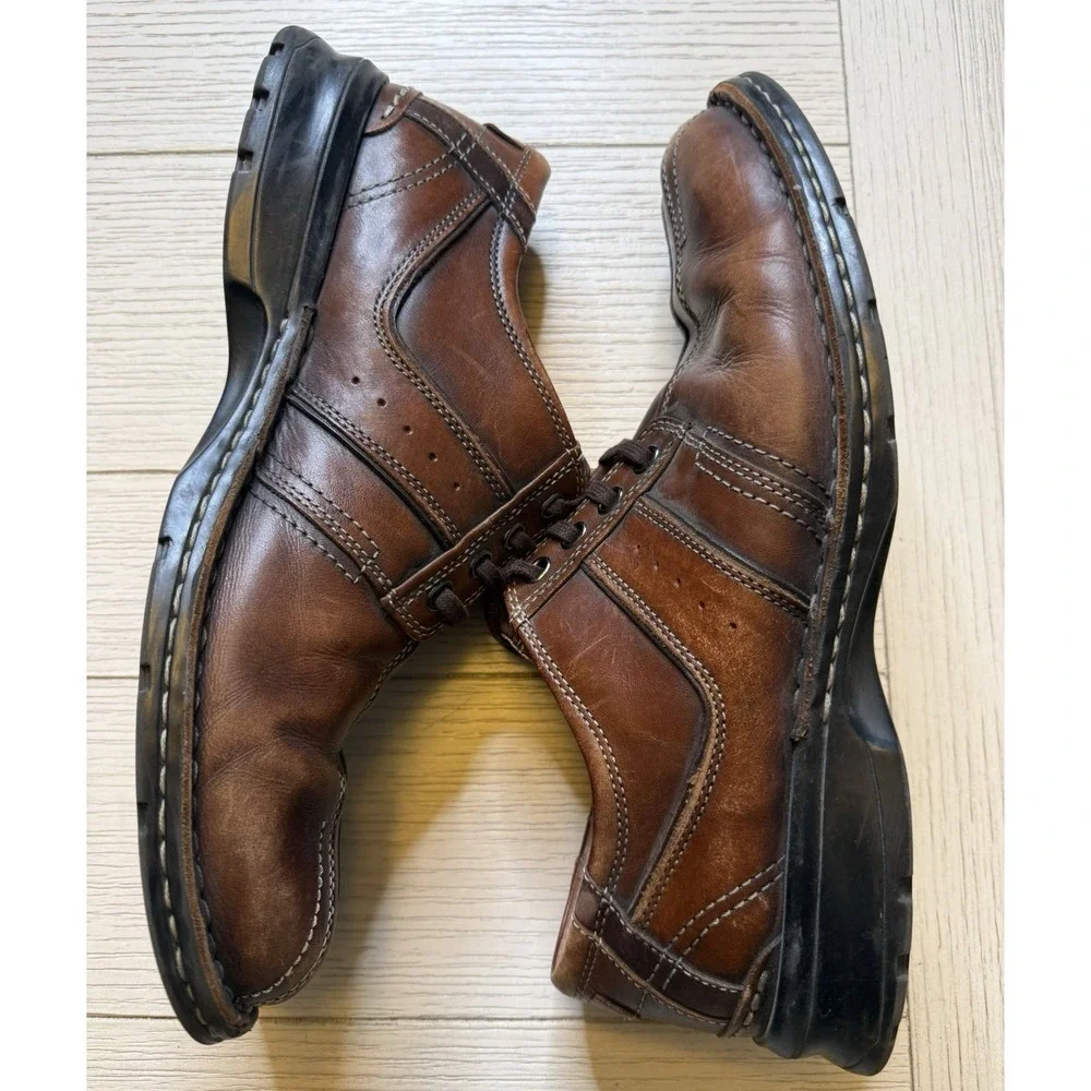 CLARKS Touareg 70853 Mens Brown Chestnut Leather Casual Oxford Shoes‎ Size 11 M